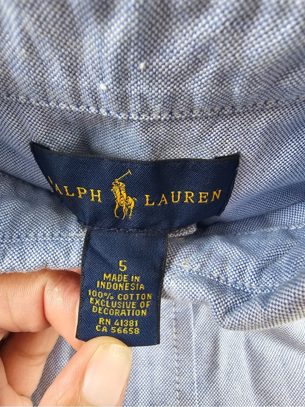 Ralph Lauren Kids Shirt Youth 5 Oxford Button Up Big Pony Solid Blue